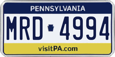 PA license plate MRD4994