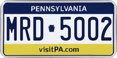 PA license plate MRD5002