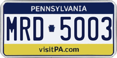 PA license plate MRD5003