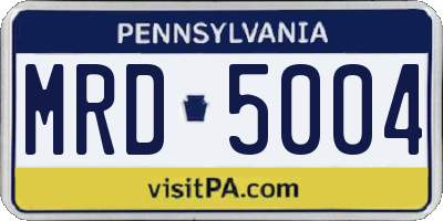 PA license plate MRD5004