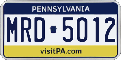 PA license plate MRD5012