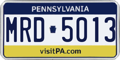 PA license plate MRD5013
