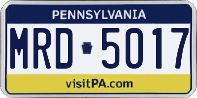 PA license plate MRD5017