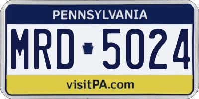 PA license plate MRD5024