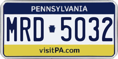 PA license plate MRD5032