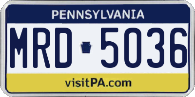 PA license plate MRD5036