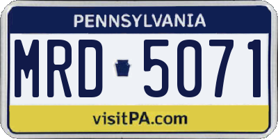 PA license plate MRD5071