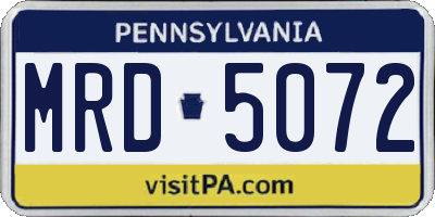 PA license plate MRD5072