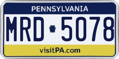 PA license plate MRD5078