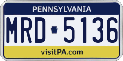 PA license plate MRD5136