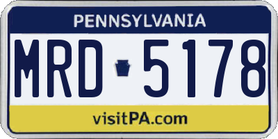 PA license plate MRD5178
