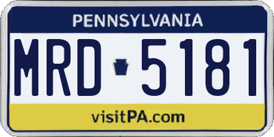 PA license plate MRD5181
