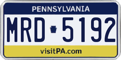 PA license plate MRD5192