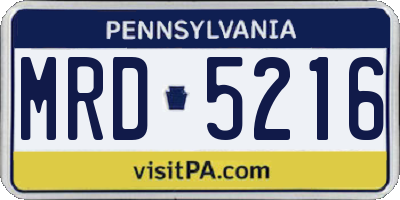 PA license plate MRD5216