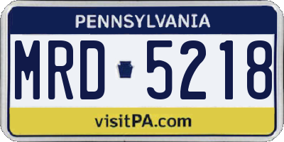 PA license plate MRD5218