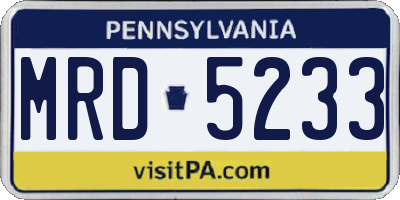 PA license plate MRD5233