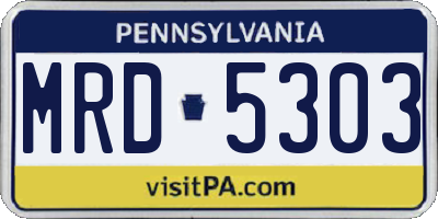PA license plate MRD5303