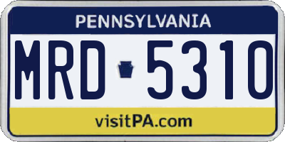 PA license plate MRD5310