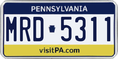 PA license plate MRD5311