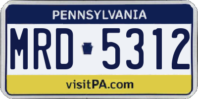 PA license plate MRD5312