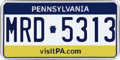 PA license plate MRD5313