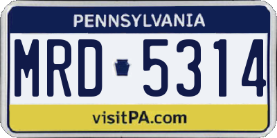 PA license plate MRD5314