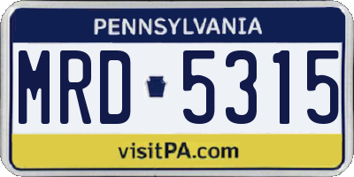 PA license plate MRD5315