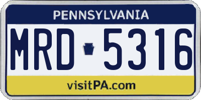 PA license plate MRD5316