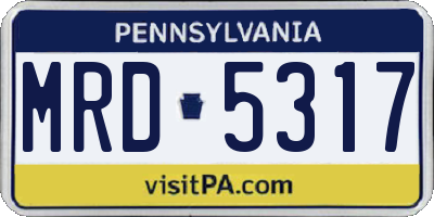 PA license plate MRD5317