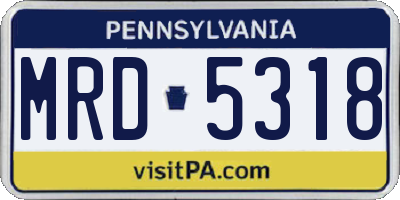 PA license plate MRD5318