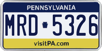 PA license plate MRD5326