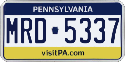 PA license plate MRD5337