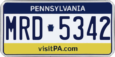 PA license plate MRD5342