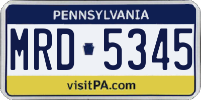 PA license plate MRD5345