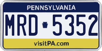 PA license plate MRD5352