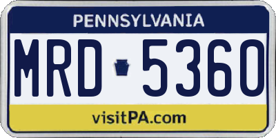 PA license plate MRD5360
