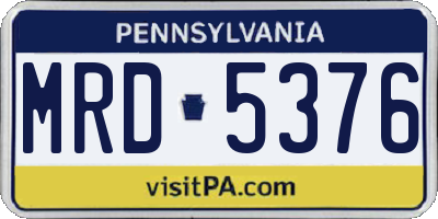 PA license plate MRD5376