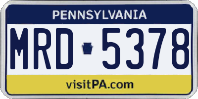 PA license plate MRD5378