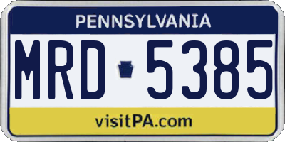 PA license plate MRD5385