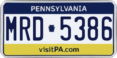 PA license plate MRD5386
