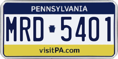 PA license plate MRD5401