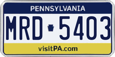PA license plate MRD5403