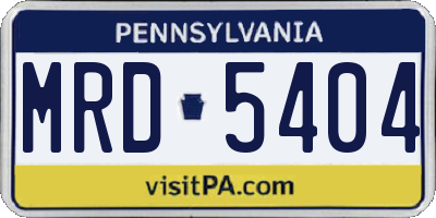 PA license plate MRD5404