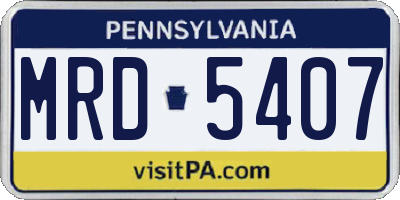 PA license plate MRD5407