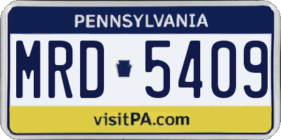 PA license plate MRD5409