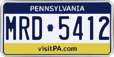 PA license plate MRD5412