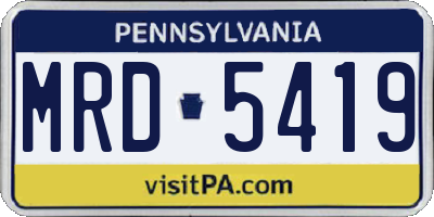 PA license plate MRD5419