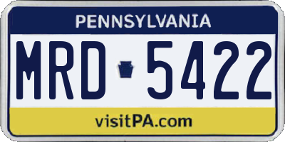 PA license plate MRD5422