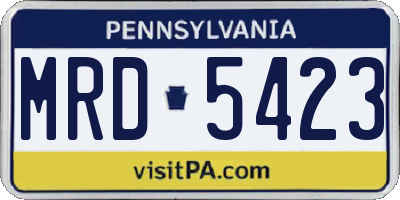PA license plate MRD5423