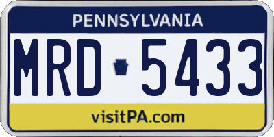 PA license plate MRD5433